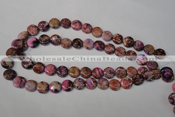 CDT706 15.5 inches 14mm flat round dyed aqua terra jasper beads