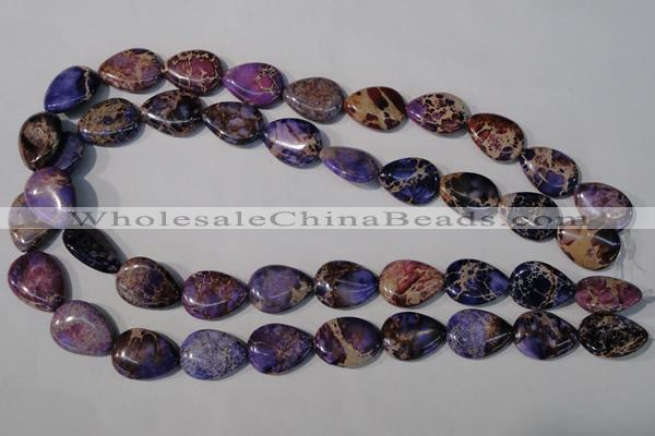 CDT714 15.5 inches 15*20mm flat teardrop dyed aqua terra jasper beads