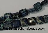 CDT901 15.5 inches 8*8mm square dyed aqua terra jasper beads