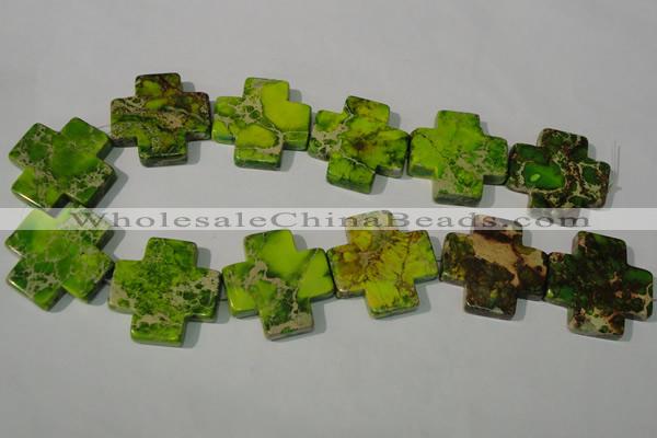 CDT953 15.5 inches 35*35mm cross dyed aqua terra jasper beads