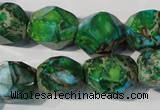 CDT964 15.5 inches 14*17mm faceted nuggets dyed aqua terra jasper beads