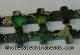 CDT978 15.5 inches 12*16mm cross dyed aqua terra jasper beads