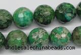 CDT98 15.5 inches 14mm faceted round dyed aqua terra jasper beads