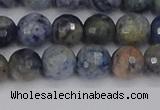 CDU310 15.5 inches 8mm faceted round blue dumortierite beads