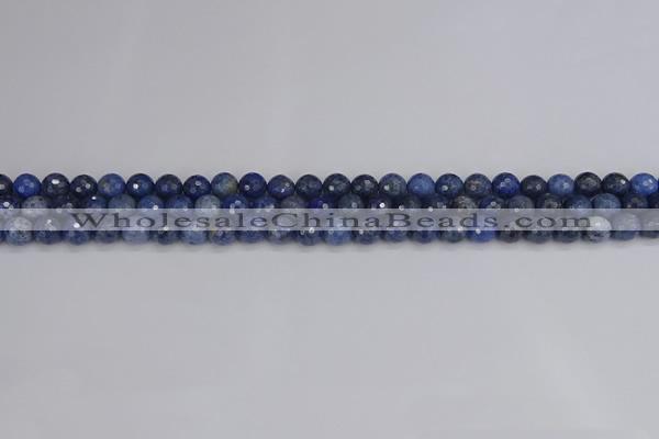 CDU322 15.5 inches 4mm faceted round blue dumortierite beads