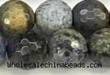 CDU382 15 inches 10mm faceted round dumortierite beads