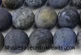 CDU392 15 inches 8mm round matte dumortierite beads