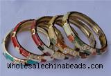 CEB08 5pcs 10mm width gold plated alloy with rhinestone & enamel bangles