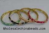 CEB106 7mm width gold plated alloy with enamel bangles wholesale