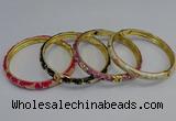 CEB107 7mm width gold plated alloy with enamel bangles wholesale