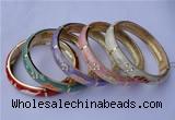 CEB15 5pcs 10mm width gold plated alloy with rhinestone & enamel bangles