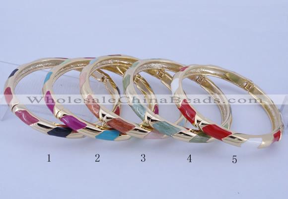 CEB28 5pcs 7mm width gold plated alloy with enamel bangles