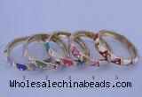 CEB34 5pcs 12mm width gold plated alloy with enamel rhinestone & bangles