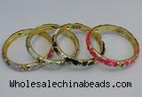 CEB51 7mm width gold plated alloy with enamel bangles wholesale