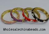 CEB63 9mm width gold plated alloy with enamel bangles wholesale