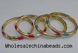 CEB73 6mm width gold plated alloy with enamel bangles wholesale