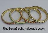 CEB85 7mm width gold plated alloy with enamel bangles wholesale