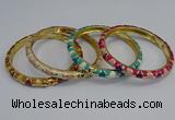 CEB86 7mm width gold plated alloy with enamel bangles wholesale