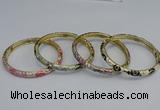 CEB96 6mm width gold plated alloy with enamel bangles wholesale