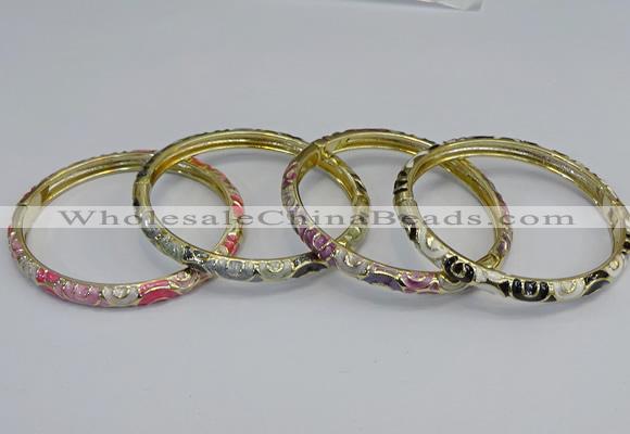 CEB96 6mm width gold plated alloy with enamel bangles wholesale