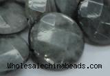 CEE39 15.5 inches 25mm faceted coin eagle eye jasper beads wholesale