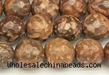 CEJ310 15 inches 6mm faceted round elephant skin jasper beads