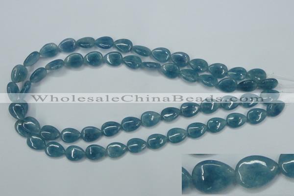 CEQ101 15.5 inches 10*14mm flat teardrop blue sponge quartz beads