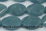 CEQ126 15.5 inches 18*25mm twisted oval blue sponge quartz beads