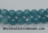 CEQ14 15.5 inches 8mm faceted round blue sponge quartz beads