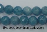 CEQ15 15.5 inches 10mm faceted round blue sponge quartz beads