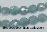 CEQ181 15.5 inches 10mm faceted coin blue sponge quartz beads