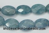 CEQ192 15.5 inches 12*16mm faceted oval blue sponge quartz beads