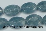 CEQ194 15.5 inches 15*20mm faceted oval blue sponge quartz beads