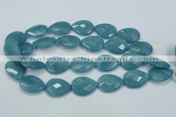 CEQ207 15.5 inches 22*30mm faceted flat teardrop blue sponge quartz beads