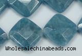 CEQ216 15.5 inches 20*20mm faceted diamond blue sponge quartz beads