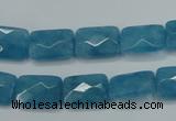 CEQ231 15.5 inches 10*14mm faceted rectangle blue sponge quartz beads