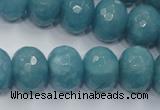 CEQ37 15.5 inches 12*16mm faceted rondelle blue sponge quartz beads