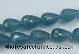 CEQ51 15.5 inches 10*14mm faceted teardrop blue sponge quartz beads