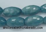 CEQ76 15.5 inches 13*23mm faceted rice blue sponge quartz beads