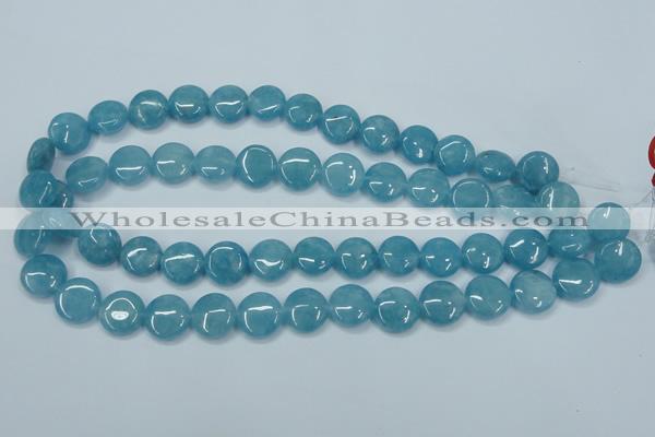 CEQ94 15.5 inches 14mm flat round blue sponge quartz beads