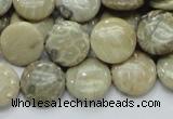 CFA07 15.5 inches 15mm flat round chrysanthemum agate gemstone beads