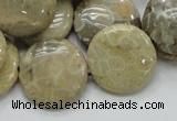 CFA08 15.5 inches 20mm flat round chrysanthemum agate gemstone beads