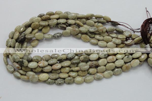 CFA09 15.5 inches 10*14mm oval chrysanthemum agate gemstone beads