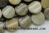 CFA19 15.5 inches 15mm twisted coin chrysanthemum agate beads