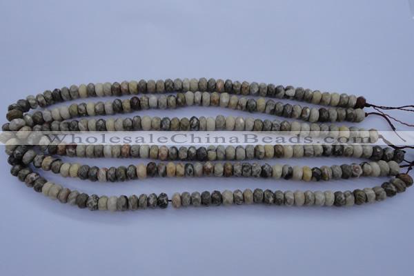 CFA208 15.5 inches 4*6mm faceted rondelle chrysanthemum agate beads