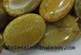 CFA49 15.5 inches 22*30mm oval yellow chrysanthemum agate beads