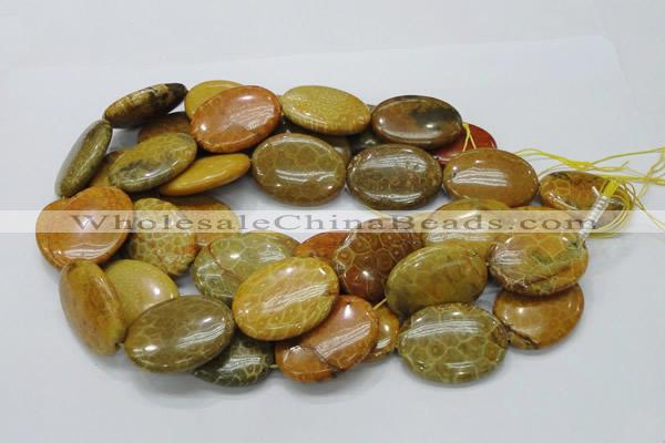 CFA50 15.5 inches 30*40mm oval yellow chrysanthemum agate beads