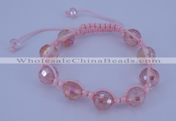 CFB520 12mm faceted round crystal beads adjustable bracelet wholesale