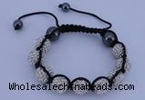 CFB560 12mm round rhinestone with hematite beads adjustable bracelet