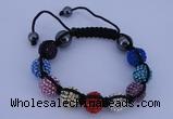 CFB567 12mm round rhinestone with hematite beads adjustable bracelet